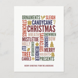 Cartão Postal De Festividades Cartão de Natal com Palavras de Natal