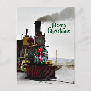 Cartão Postal De Festividades Cartão de Natal com Trem