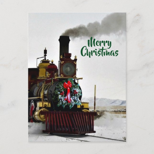 Cartão Postal De Festividades Cartão de Natal com Trem (Frente)