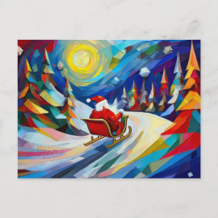 Cartão Postal De Festividades Cartão de Natal Cubista do Papai Noel Festa de Nat