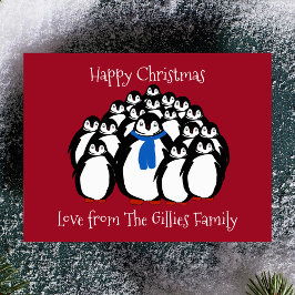 Cartão Postal De Festividades Cartão de Natal da Divertida Família de Pinguins