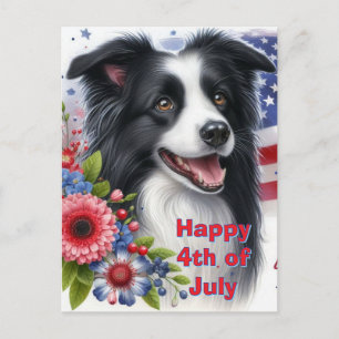 Cartão Postal De Festividades Cartão de Natal de Border Collie de 4 de Julho
