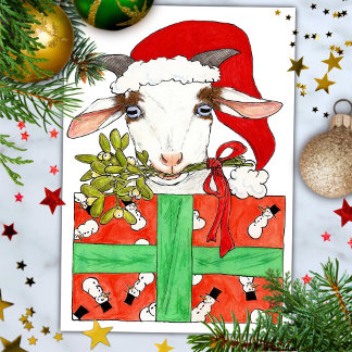 Cartão Postal De Festividades Cartão de Natal de cabra por Nicole Janes