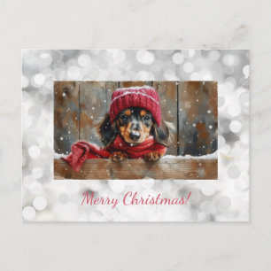 Cartão Postal De Festividades Cartão de Natal de Dachshund Fofo