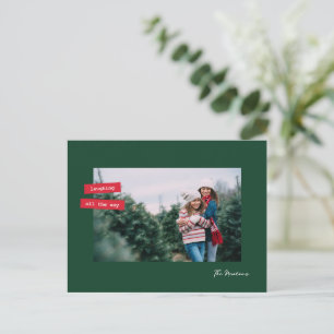 Cartão Postal De Festividades Cartão de Natal de Foto Única Rotulado Vermelho