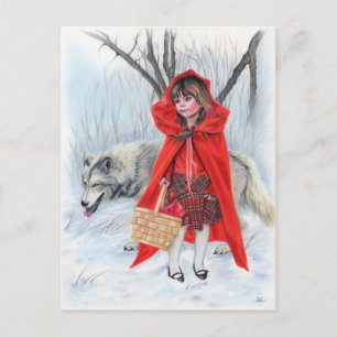 Cartão Postal De Festividades Cartão de natal de lobo vermelho e mau