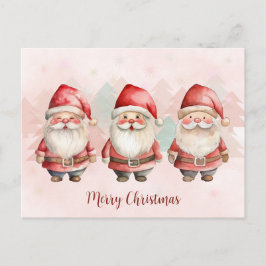 Cartão Postal De Festividades Cartão de Natal de Papai Noel em Aquarela Fofa