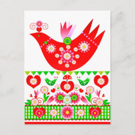 Cartão Postal De Festividades Cartão de Natal de Pássaro com Estilo Escandinavo