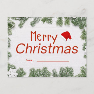 Cartão Postal De Festividades Cartão de Natal de Pinheiro com Chapéu de Papai No