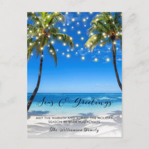 Cartão Postal De Festividades Cartão de Natal de Praia Costeira Tropical