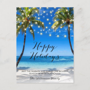 Cartão Postal De Festividades Cartão de Natal de Praia Costeira Tropical