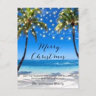 Cartão Postal De Festividades Cartão de Natal de Praia Costeira Tropical