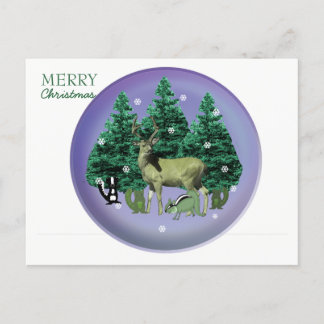 Cartão Postal De Festividades Cartão de Natal de Veado da Floresta e Amigos Anim
