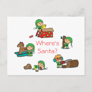 Cartão Postal De Festividades Cartão de Natal engraçado Os duendes ocupados do P