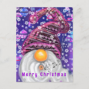 Cartão Postal De Festividades Cartão De Natal Feliz Gnomo Em Purple Ho