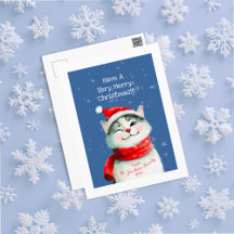 Cartão de Natal Feliz para Gato Gato