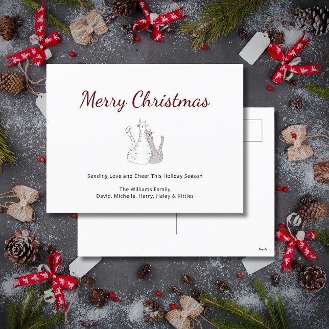 Cartão Postal De Festividades Cartão de Natal Festivo com Gatos Fofos (Criador carregado)