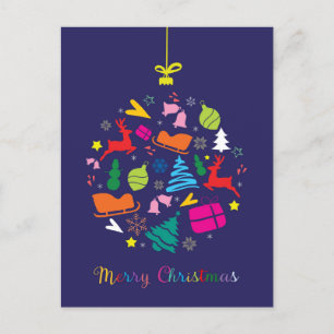 Cartão Postal De Festividades Cartão de Natal Festivo em azul escuro