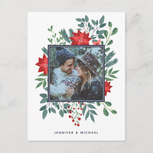 Cartão Postal De Festividades Cartão de Natal Floral   Foto de Férias