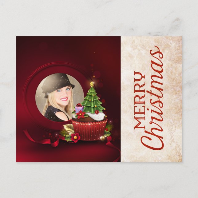 Cartão Postal De Festividades Cartão de Natal Fotográfico de papais noeis (Frente)