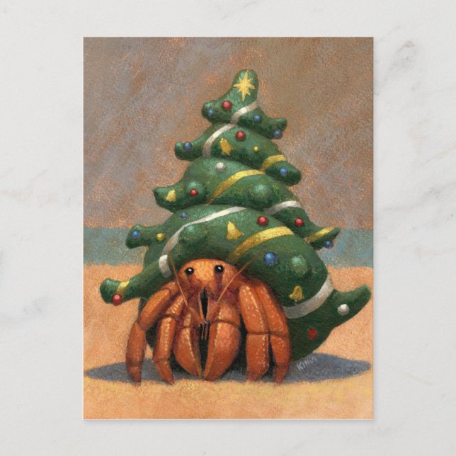Cartão Postal De Festividades Cartão de Natal Hermit Crab (Frente)