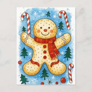 Cartão Postal De Festividades Cartão de Natal Homem de Biscoito