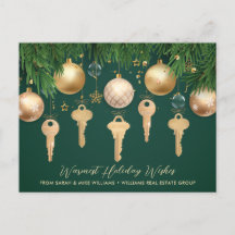 Cartão de Natal Imobiliário para Chaves de ouro