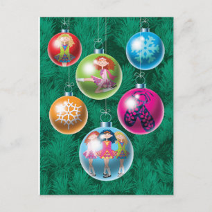Cartão Postal De Festividades Cartão de Natal Irlandês Baubles