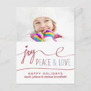 Cartão Postal De Festividades Cartão de Natal Joy Peace & Love