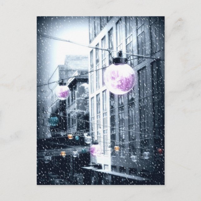 Cartão Postal De Festividades Cartão de Natal Luzes Urbanas de Férias (Frente)