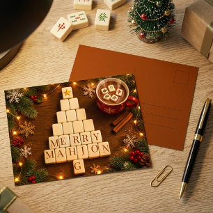 Cartão Postal De Festividades Cartão de Natal Merry Mahjong