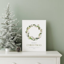 Cartão de Natal minimalista com Greenery Wreath