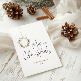 Cartão Postal De Festividades Cartão de Natal Minimalista de Coroa de Natal