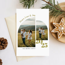Cartão de Natal Moderno de Duas Fotos para Família