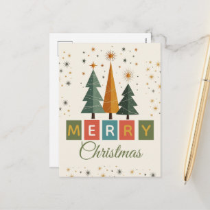 Cartão Postal De Festividades Cartão de Natal Moderno de Meados do Século