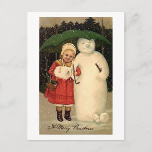 Cartão Postal De Festividades Cartão de Natal para Criança e Neve