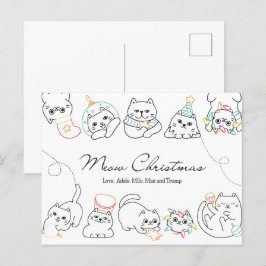 Cartão Postal De Festividades Cartão de Natal para gatos Pover Cartão