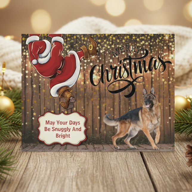 Cartão Postal De Festividades Cartão de Natal para Papais noeis german shepherd (German Shepherd Santa Christmas Postcard)