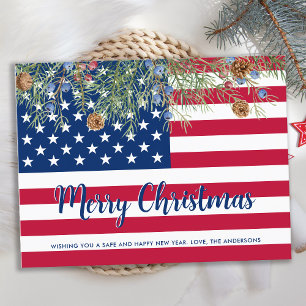 Cartão Postal De Festividades Cartão de Natal Patriótico Militar Americano