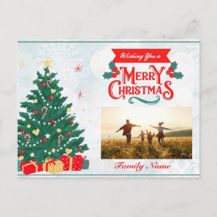 Cartão Postal De Festividades Cartão de Natal Personalizável com Árvore e Presen