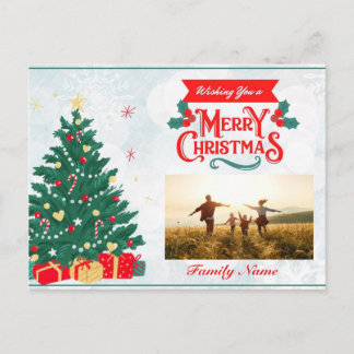 Cartão Postal De Festividades Cartão de Natal Personalizável com Árvore e Presen
