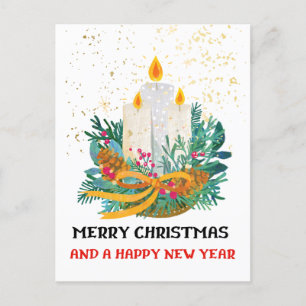 Cartão Postal De Festividades Cartão de Natal Plano 5x7 Velas de Natal