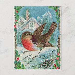 Cartão Postal De Festividades Cartão de Natal que representa um pinto