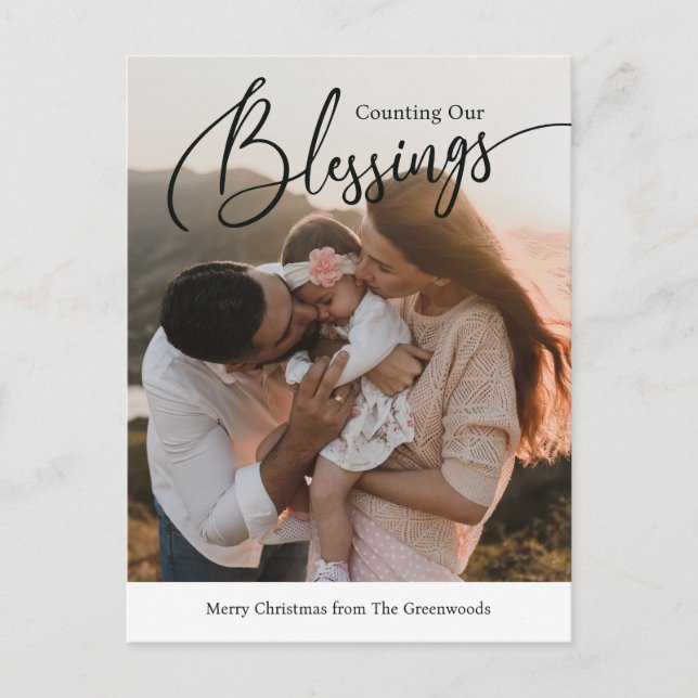 Cartão Postal De Festividades Cartão de Natal Religioso Contando Bênçãos (Frente)