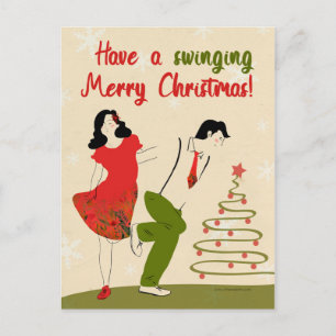 Cartão Postal De Festividades Cartão de Natal - swing dance