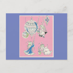 Cartão Postal De Festividades Cartão de Natal Vintage Pink Angels