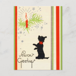 Cartão Postal De Festividades Cartão de Natal Vintage Scottie Dog