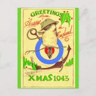 Cartão Postal De Festividades Cartão de Natal WW11 dos Aussies, Inglaterra
