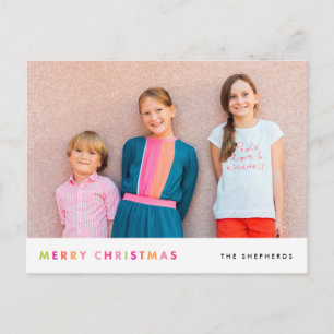 Cartão Postal De Festividades Cartão de néon moderno da foto do Feliz Natal