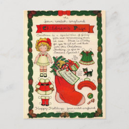 Cartão Postal De Festividades Cartão de papel da boneca do natal vintage